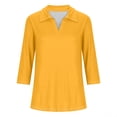 thumbnail image 4 of Hot6sl Économies d'Été Liquidation Blouse & Chemise à Manches Courtes Col Rabattu, T-shirt Assorti pour Femmes Col en V Col Rabattu Manches 3/4, Haut en polyester pour Femmes/jaune, TG, 4 of 7