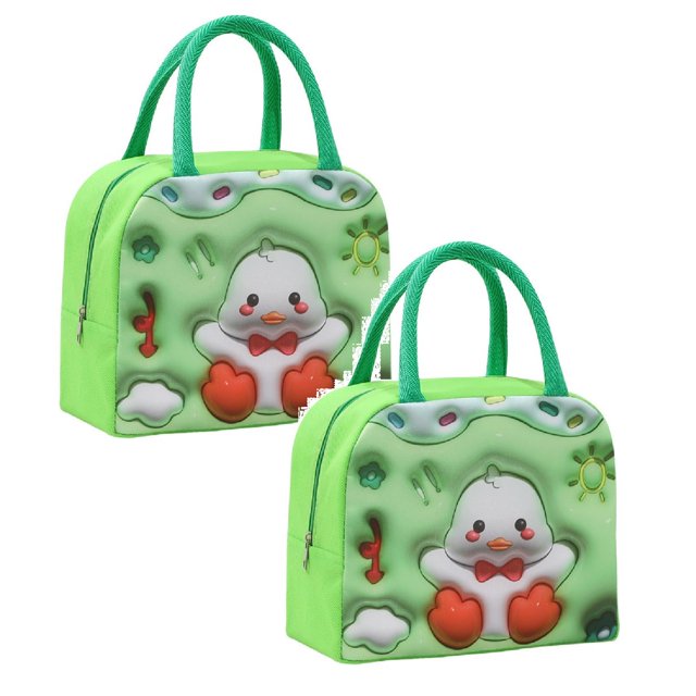 Oleegame 2 Pcs Sac de Rangement pour Produits à Main Sac Isolé Sac pour Boîte à Lunch Sac à Lunch Chiot Brun (Isolation 3D) Vert
