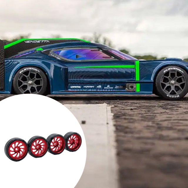 Baohd 4pcs 27mm Drift Tire Metal Wheel Rim Compatible With 1/28 Wltoys K969 Drift Wheel For RC RC black 1Set