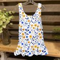 thumbnail image 2 of UPPADA Camisoles d'Été pour Femmes Col Rond Coupe Ample T-Shirts Décontractés Mode Sans Manches Vêtements de Plage Ourlet Fluide Chandails à Enfiler Hauts Plage Boho Vêtements Grande Taille Hauts pour Femmes Liquidation Bleu,P, 2 of 4