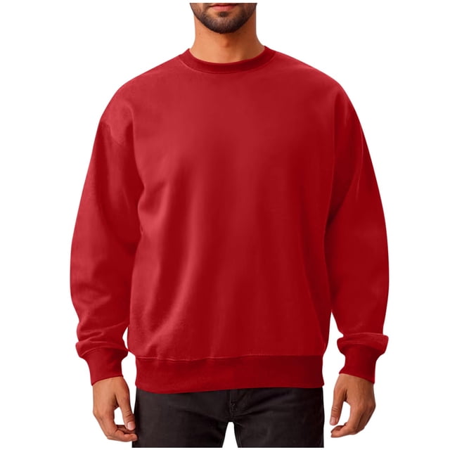 cfhntfmh Chandails Molletonnés pour Hommes Grande Taille Décontractés à Col Rond à Manches Longues Hauts Basiques Molleton Doux Chandails Molletonnés Unis