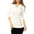 thumbnail image 2 of INSPIRE CHIC Women's Cowl Neck Buttons Decor Long Sleeves Ruched Top, 2 of 5