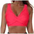 thumbnail image 1 of Huesdet Haut de Bikini pour Femmes Bretelles Spaghetti Réglables Haut de Maillot de Bain Col Rond Rembourré (Rouge Melon D\'eau, m), 1 of 9