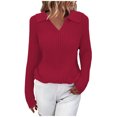 thumbnail image 2 of Qertyioot Chandails à Col en V pour Femmes Mode Automne Hiver Manches Longues Chandail Décontracté Hauts, 2 of 7