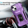 thumbnail image 2 of For iPhone 13 Mini Slim Fit Shockproof Hybrid with Slide Camera Cover & Rotated Ring Kickstand, [Military-Grade] Phone Case For iPhone 13 Mini 5.4",Purple,For iPhone 13 Mini, 2 of 8