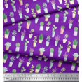 thumbnail image 2 of Soimoi Violet Moss Tissu Georgette Tissu Imprimé Feuilles de Cactus au Mètre 42 Pouces de Large, 2 of 3