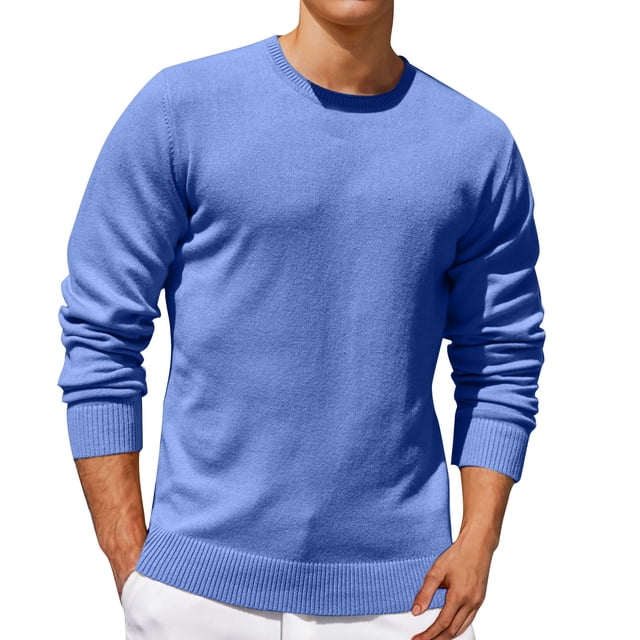 Jalioing Men's Crew Neck Sweaters Casual Basic Long Sleeve Pullover Sweater Fall Winter Solid Color Knit Shirts