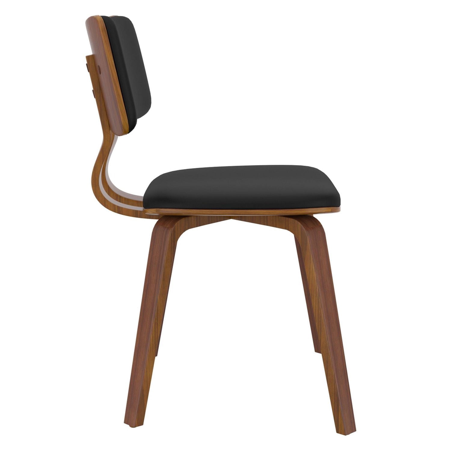 Chaise d’appoint mi-siècle moderne en similicuir et en bois
