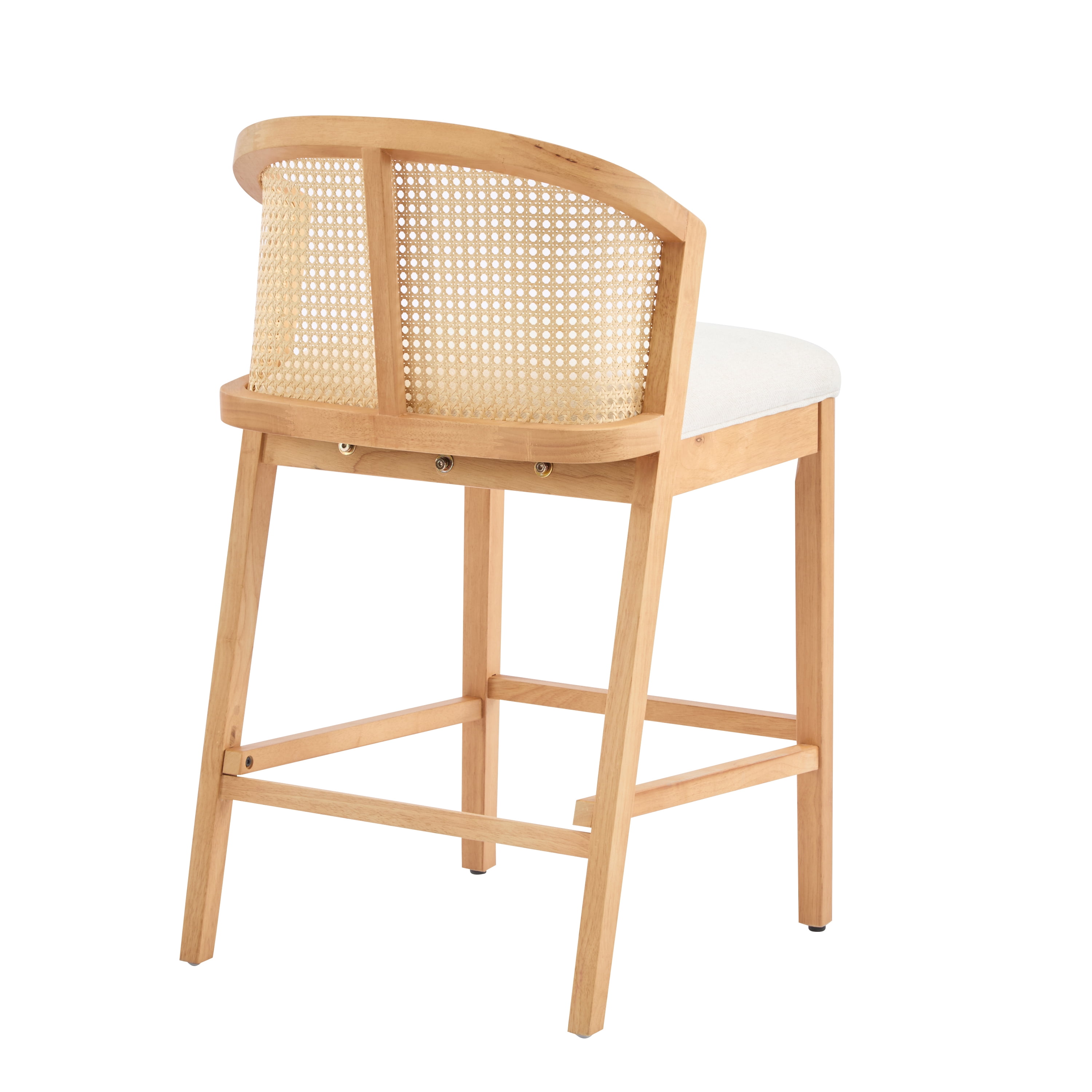 Ensemble de 2 tabourets de bar en bois Tatti de Noble House, revêtement beige, naturel et beige