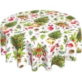 thumbnail image 1 of Christmas Tablecloth Round 60 Inch Green Plant Red Berry Leaf Decorative Table Cloth Washable Wrinkle Stain-Resistant Polyester Farmhouse Xmas Holiday Table Cover for Party Dinner Picnic, 1 of 6