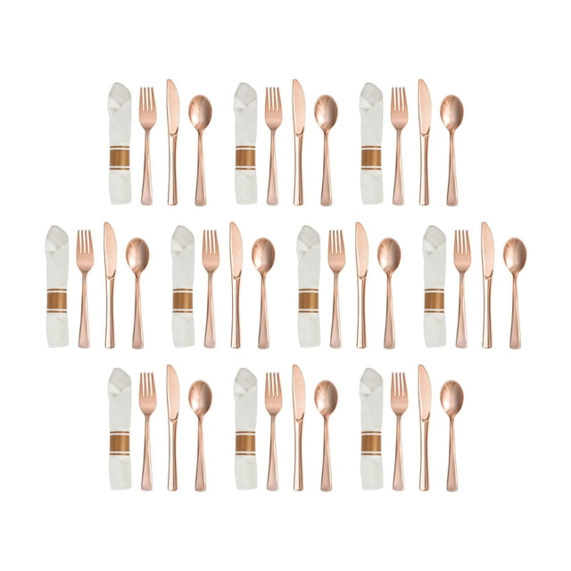 GROWTH TANK 40Pcs Silverware Set Service Dinner Cutlery for Everyday Use Wedding Dinners Champagne