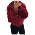 thumbnail image 1 of WEIYLL Fleece Jacket Women Long Sleeve Pocket Pure Color Bunny Wine Fall Tops Size M, 1 of 6