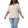 thumbnail image 1 of Agnes Orinda Women's Plus Size Blouses Pin Dots V Neck Ruffle Short Sleeve Spring Summer Boho Tops 1X White, 1 of 8