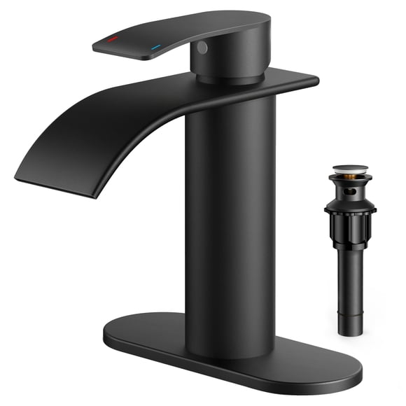 FORIOUS Bathroom Faucet, Single Handle Black Bathroom Faucet, Bathroom Sink Faucet Stainless Steel Single Hole Lavatory Faucet, Bathroom Va