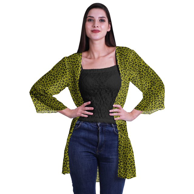 Moomaya Viscose Georgette Printed Short Shrug Long Sleeves Cardigans For Women