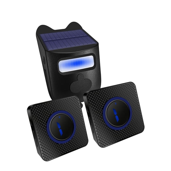 Alarme Solaire pour Allée, Capteur de Mouvement Sans Fil et Détecteur Inclus 2 Récepteurs 1 Capteur Système d'Alerte de Sécurité Domestique Résistant aux Intempéries pour Portée de 300 m
