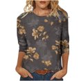 thumbnail image 1 of Pompotops T-shirt Ample Imprimé pour Femme Blouse à Manches 3/4 Col Rond Hauts Décontractés Liquidation, 1 of 5