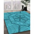 thumbnail image 3 of Ahgly Company Machine Washable Indoor Rectangle Transitional Bright Turquoise Blue Area Rugs, 3' x 5', 3 of 7