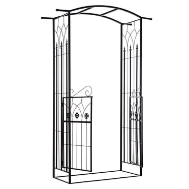 Outsunny 7' Metal Garden Arch w/ Gate, Decorative Arbor for Climbing Plant