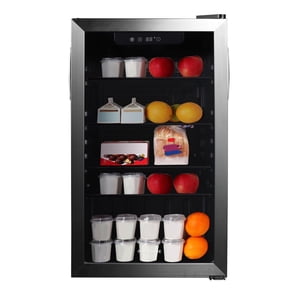 Frigidaire 115 Can/34 Réfrigérateur de boissons en bouteille, 3.4 Cu. ft Porte en verre Mini Réfrigérateur, acier inoxydable