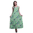 thumbnail image 1 of Bimba Robe Maxi à Bretelles Spaghetti Sans Manches pour Femmes en Rayonne Imprimée d'Oiseaux, Coupe Évasée - Très Petit, 1 of 4