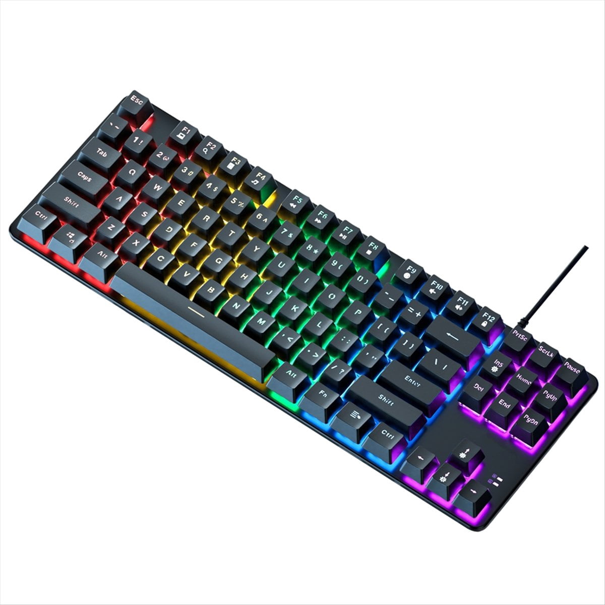 87 Key Mechanical Keyboard Green Axis Gaming Keyboard Wired Color Backlit Keyboard for PC Laptop Office Game A,1 x Mechanical Keyboard,Black