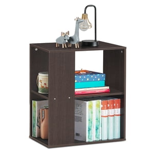 Gymax 2-Tier Side Sofa End Table Bedside Nightstand Table Brown Home