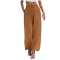 thumbnail image 1 of Summer Clearance 2025! Womens Plus Size Pants,Woman Fashion Solid Color Elastic Waist Drawstring Pocket Long Pants, 1 of 5