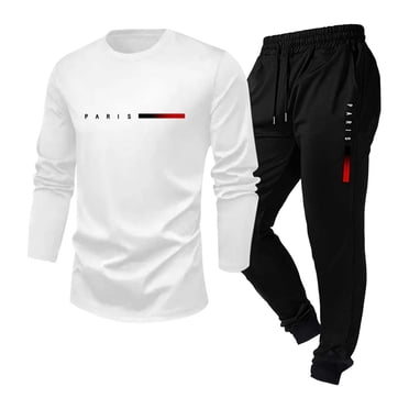 Men's Suit Set for Daily Casualwear Fashion Tracksuit with Long Sleeve Hoodie and Jogger Pants Comfortable All-Season for Everyday Athleisure