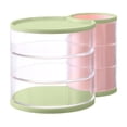 thumbnail image 2 of Wzzjkit 3 Compartments Powder Puff Storage Box Rotating Dusts Proof Dressing Table Desktop Lipstick and Makeup Brush Storage Tube Storage Rack, 2 of 6