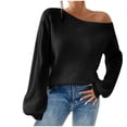 thumbnail image 1 of cfhntfmh Womens Cold Shoulder Sweaters 2024 Fall Fahion Outfits Long Sleeve Soft Knit Pullover Winter Outfits, 1 of 4