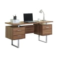 thumbnail image 1 of Monarch Specialties Computer Desk, Home Office, Laptop, Left, Right Set-Up, Storage Drawers, 60"L, Metal, Laminate, Walnut, Silver, Contemporary, Modern, 1 of 2