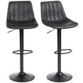 thumbnail image 1 of HOMCOM Tabourets de Bar Réglables, Ensemble de 2, Tabourets de Bar Pivotants en Leathaire, Dossier, 1 of 10