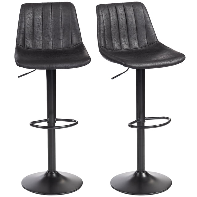 HOMCOM Tabourets de Bar Réglables, Ensemble de 2, Tabourets de Bar Pivotants en Leathaire, Dossier