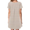 thumbnail image 3 of FcBaudy Robe à Manches Courtes à Col Rond Longueur Genou, Robes d'Été pour Femmes Robe T-Shirt d'Été Décontractée pour Femmes Tunique Ample à Manches Courtes avec Poches pour Femme Jupe Imitation Coton, 3 of 5