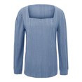 thumbnail image 4 of Meichang Puff Long Sleeve Shirts for Women Plus Size Square Neck Ribbed Knit Tops Solid Loose Fit Side Slit Hem Blouses Spring Trendy Women Tunic Tops, 4 of 6