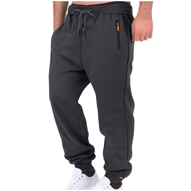 Ceisia Men Solid Color Loose Casual Pants Elastic Waist Drawstring Sports Gift Work Trousers