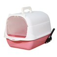 thumbnail image 2 of DOLITY Hooded Cat Litter Box Fully Enclosed Cat Toilet Portable with Front Door Kitten Handheld Pink, 2 of 9