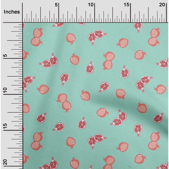 oneOone Silk Tabby Fabric Pomegranate Fruit Printed Fabric 1 Yard 42 Inch Wide