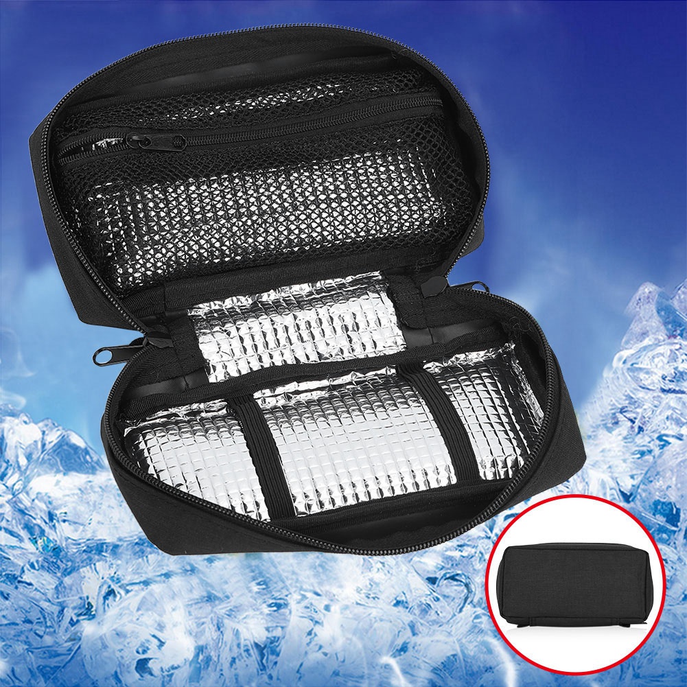 Insulin Cooling Case Portable Insulin Cooler Protector Bag Organizer Insulation Cooling Pouch Case Black