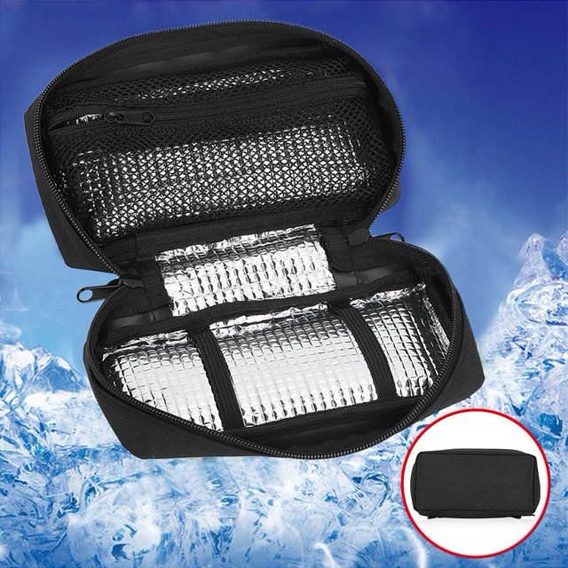 Insulin Cooling Case Portable Insulin Cooler Protector Bag Organizer Insulation Cooling Pouch Case Black