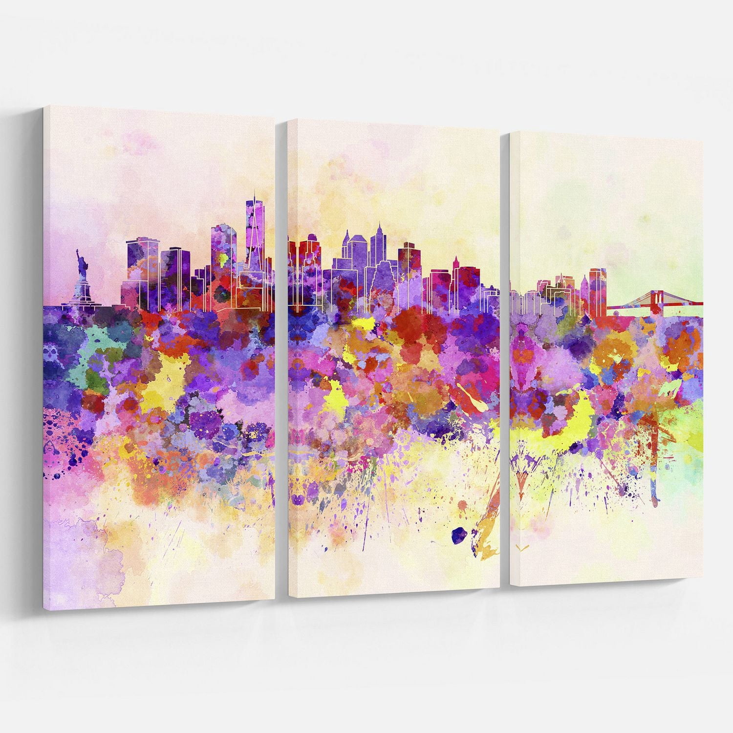 Design Art Purple New York Skyline Canvas Print