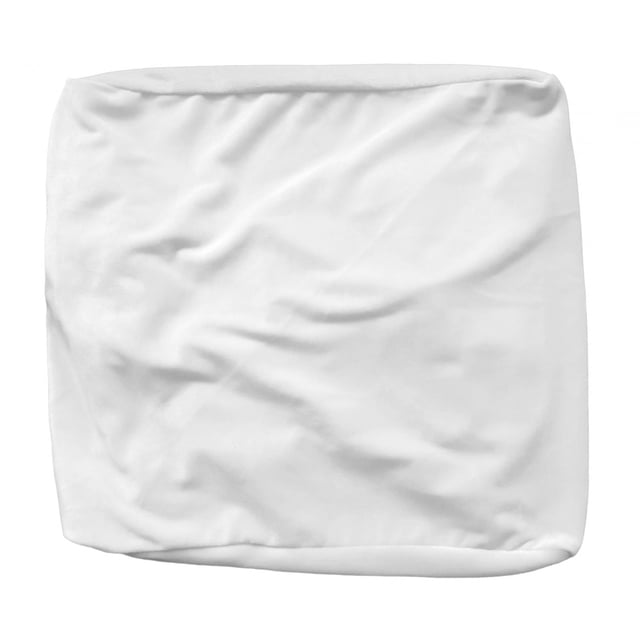 High Stretch Velvet Square Ottoman Cover Elastic Bottom for Living Room Washable White