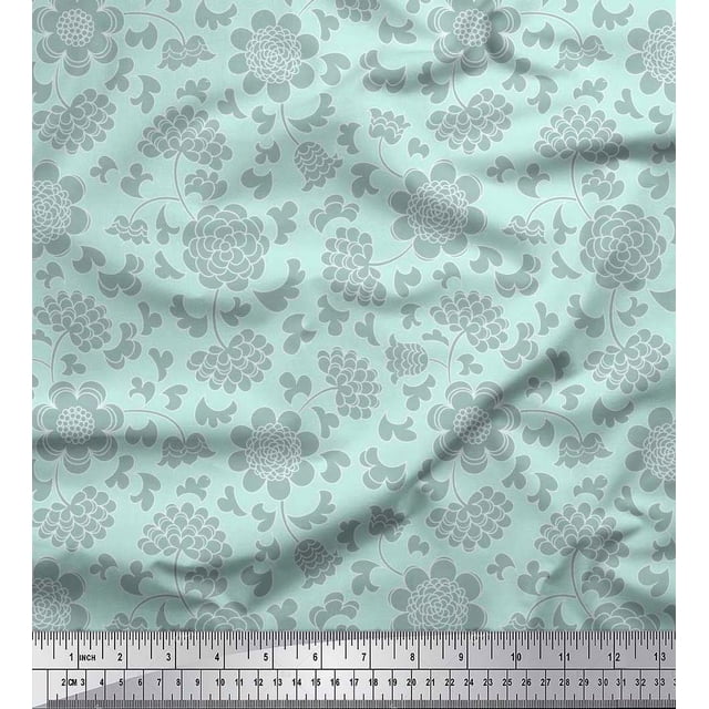 Soimoi Cotton Duck Fabric Flower Artistic Print Fabric by the Yard 42 Inch Wide