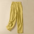 thumbnail image 2 of Sijiajgjfu Womens Cotton Linen Long Pants Yellow L, 2 of 5