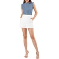 thumbnail image 2 of INSPIRE CHIC Women's Sleeveless Work Blouses Ruffled Pleated Chic Tops Blue Grey S, 2 of 7