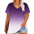 thumbnail image 4 of Womens Short Shorts V-Neck Short Sleeve Printing Base Shirt for Women, Plus Size Casual Top Imitation Rack, 4 of 9
