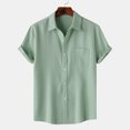 thumbnail image 2 of Chemise Décontractée pour Homme Unie à Col Rabattu à Manches Courtes avec Fermeture à Boutons Blouse Hawaïenne, 2 of 9