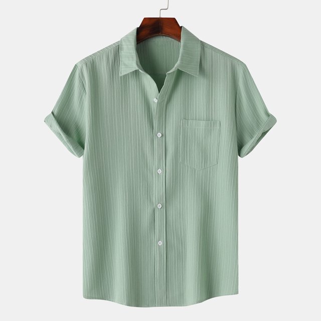Dvkptbk Chemise Décontractée pour Homme Unie à Col Rabattu à Manches Courtes avec Fermeture à Boutons Blouse Hawaïenne en Liquidation
