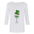 thumbnail image 4 of T-Shirt Ample à Manches Trois-Quarts et Col Rond Imprimé pour la Saint-Patrick pour Femmes, 4 of 6